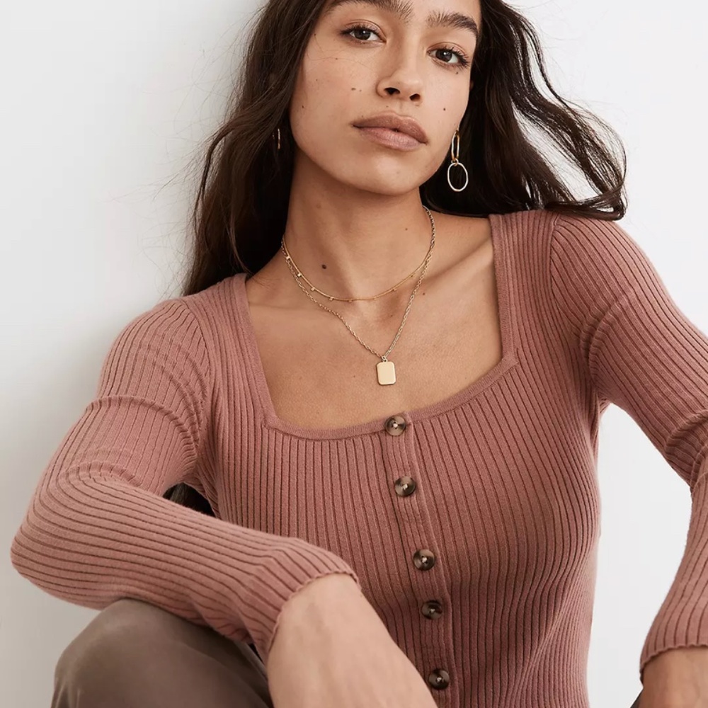 Madewell rosseau square-neck crop cardigan top